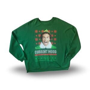 ELF Movie Buddy Christmas Fleece Sweatshirt Adult Size XXL 2X Green Crew Neck